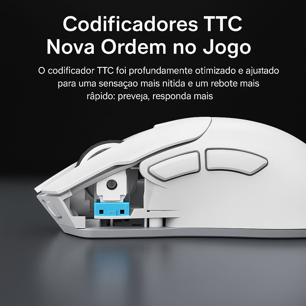 Mouse Gamer Sem Fio R1 — 18000 DPI, Triplo Modo, 65h Bateria