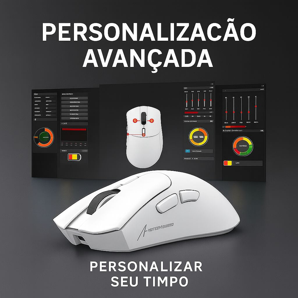 Mouse Gamer Sem Fio R1 — 18000 DPI, Triplo Modo, 65h Bateria