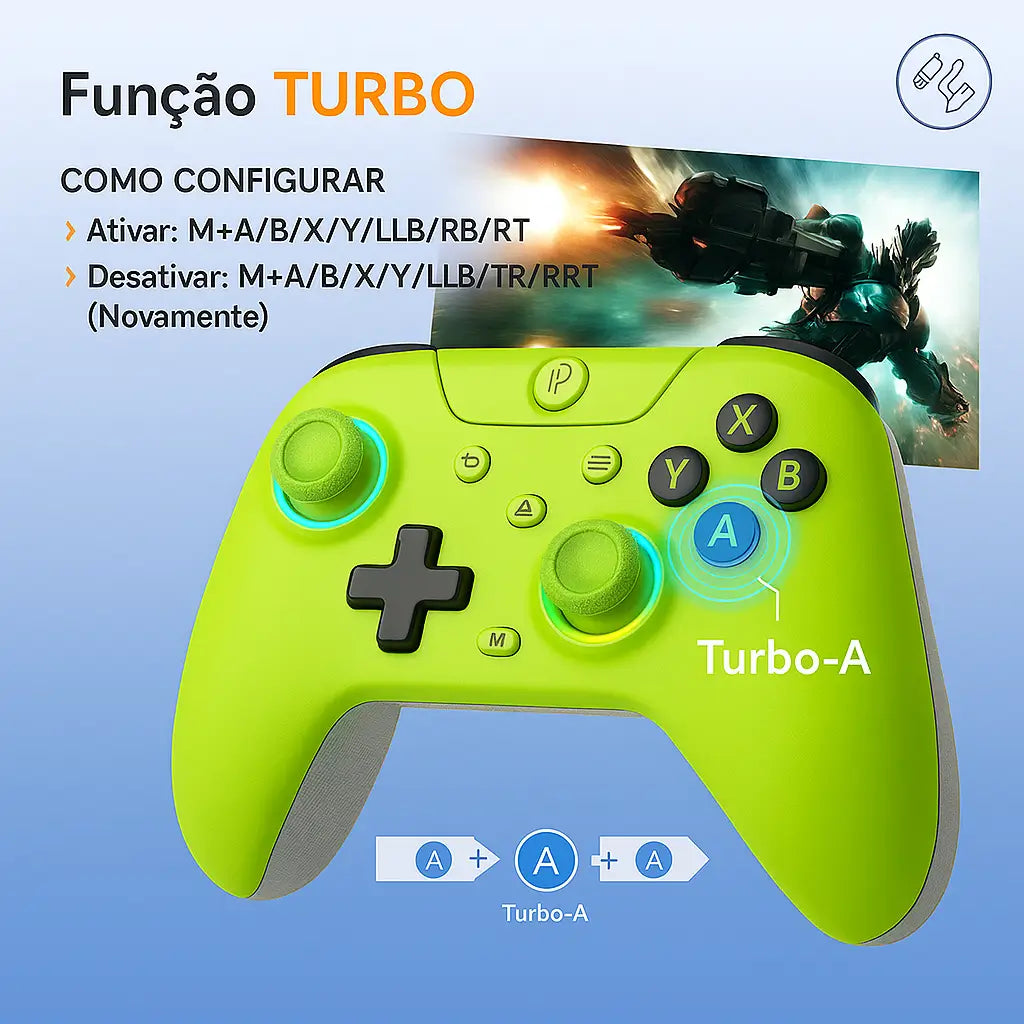 Controle Gamer Sem Fio X05 com RGB — Compatível com PC, Android, PS3