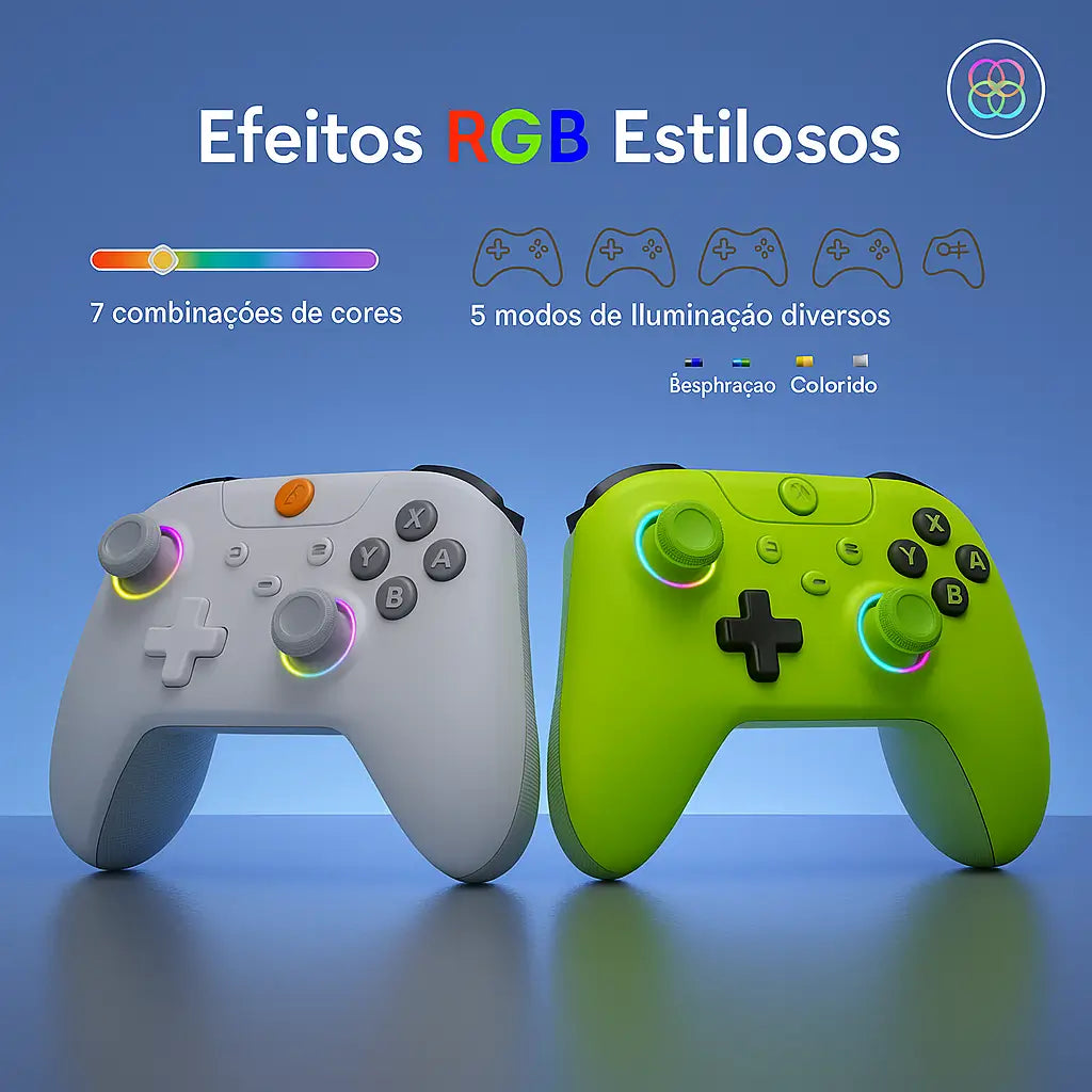 Controle Gamer Sem Fio X05 com RGB — Compatível com PC, Android, PS3
