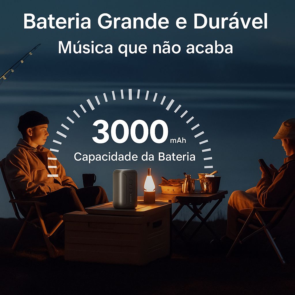 Caixinha de Som Bluetooth S32 Pro — IPX6, 15h de Bateria, LED RGB