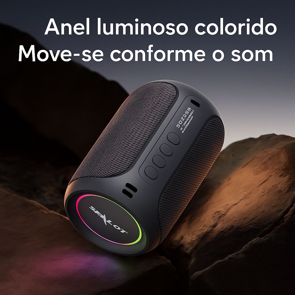 Caixinha de Som Bluetooth S32 Pro — IPX6, 15h de Bateria, LED RGB