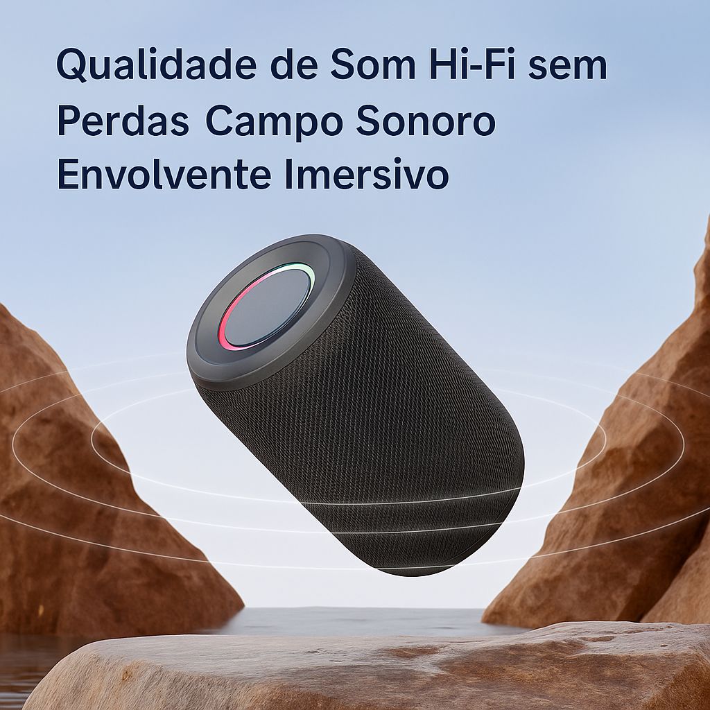 Caixinha de Som Bluetooth S32 Pro — IPX6, 15h de Bateria, LED RGB